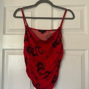 Faded Rose Red and Black Dragon Tank